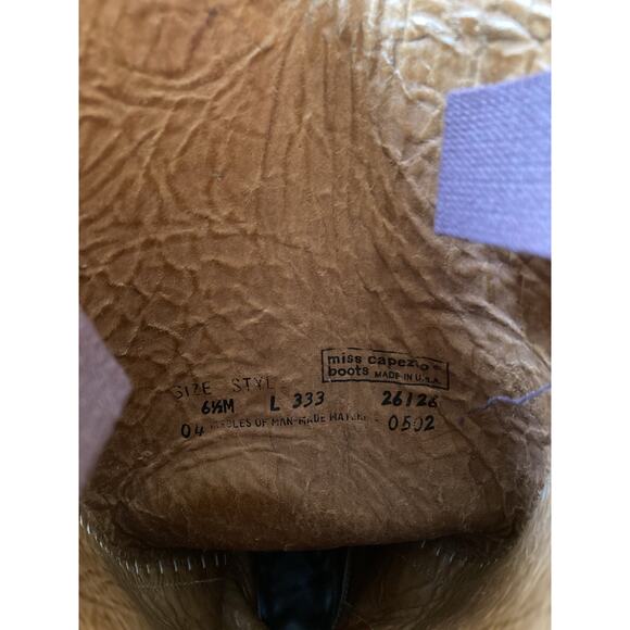 Vintage 70s Miss Capezio Brown Leather Boho Western Cowgirl Campus Boots 6 / 6.5 - Picture 8 of 8